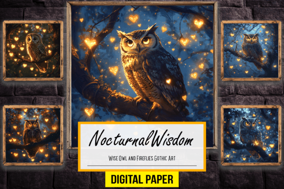 Download Wise Owl and Fireflies Gothic Artwork - Gothic art Collection