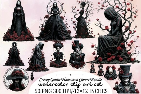 Download Creepy Gothic Halloween Clipart Bundle - Gothic halloween Collection