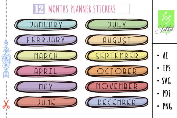 Download SVG Months Planner Stickers, to Do List - Sticker Collection