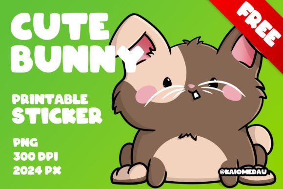 Download Cute Bunny Printable Sticker - Happy - Sticker Collection