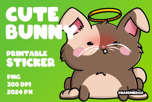 Download Cute Bunny Printable Sticker - Angel - Sticker Collection
