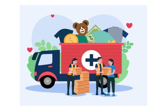 Download Charity Truck Donate in Flat Style - Premium Resources