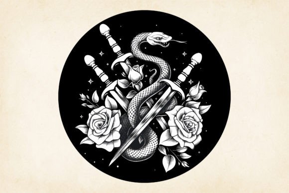 Download Snake and Sword Illustration, Gothic Art - Gothic art Collection