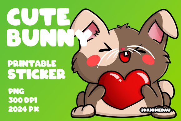 Download Cute Bunny Printable Sticker - Heart - Sticker Collection