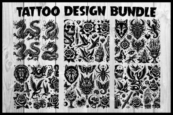 Download Tattoo T-Shirts, Stickers Design Bundle - Sticker Collection