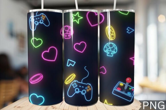Download Gamer Girl Neon Tech Tumbler Wrap PNG - Gamer Collection