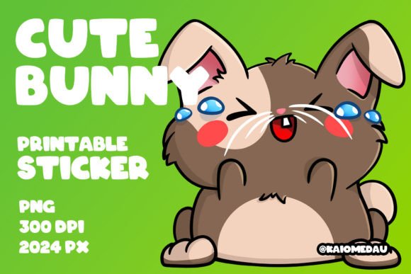 Download Cute Bunny Printable Sticker - Laughing - Sticker Collection