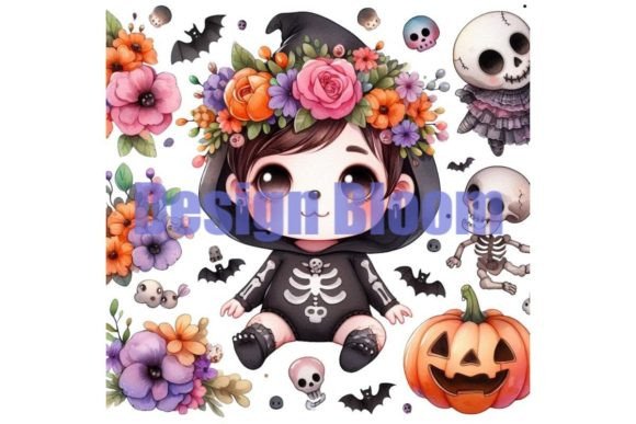 Download Blooming Ghost Halloween Artwork for POD - Halloween artwork Collection