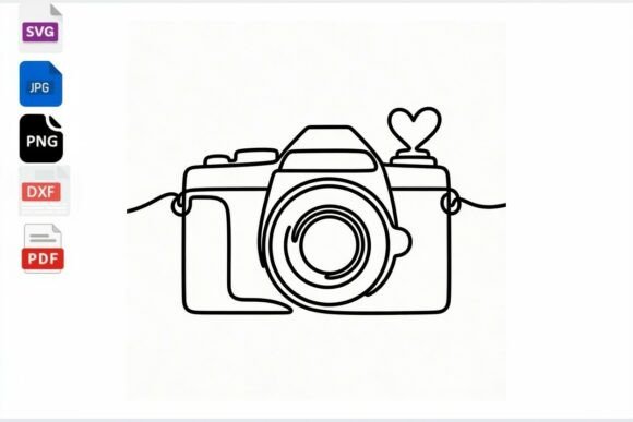 Download Camera Heart Line Art SVG PNG DXF Vector - Camera Collection