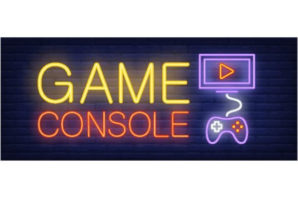 Download Game Console Neon Text with Joystick and - Joystick Collection