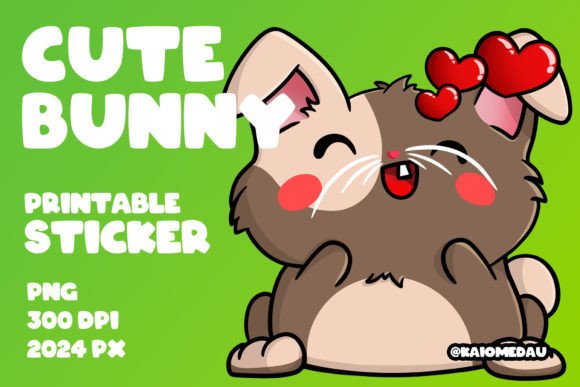 Download Cute Bunny Printable Sticker - in Love - Sticker Collection